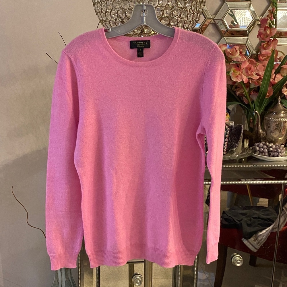 Charter Club Vibrant Pink Crewneck 100% Cashmere Sweater M